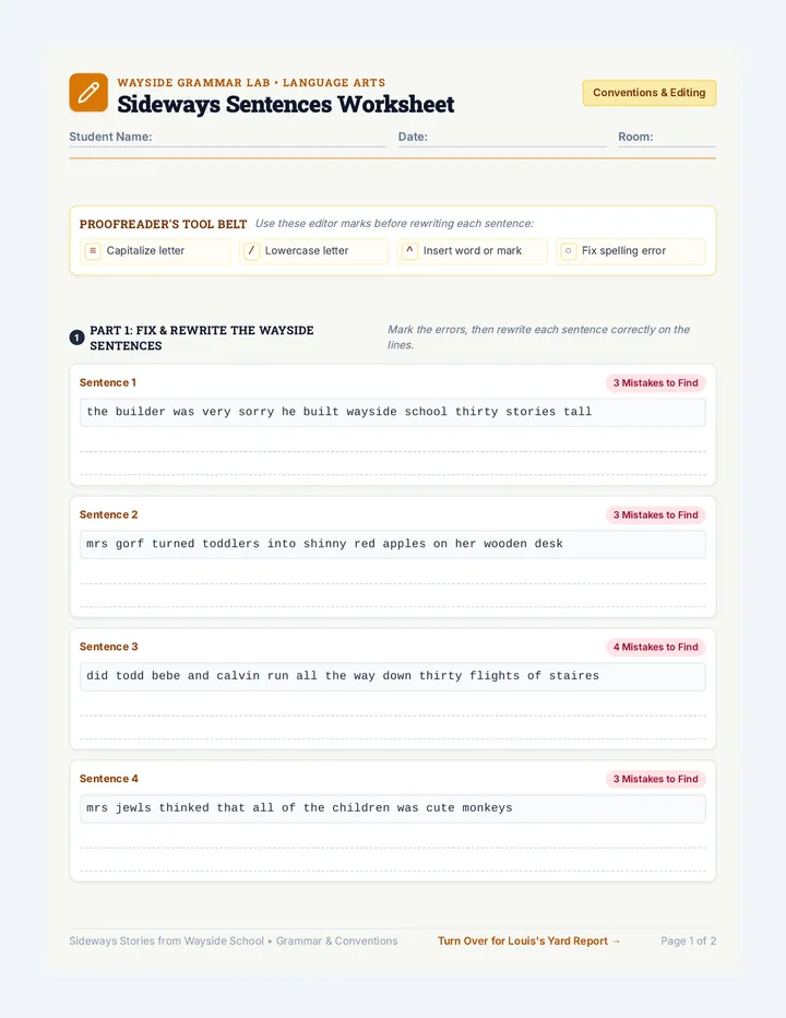 Sideways Sentences Worksheet