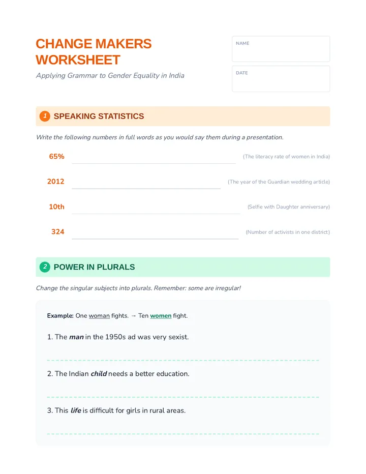 Change Makers Worksheet
