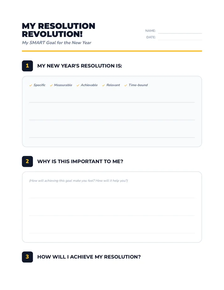 Resolution Revolution Activity Sheet