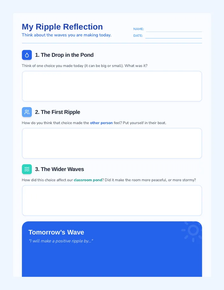 Ripple Effect Reflection Worksheet