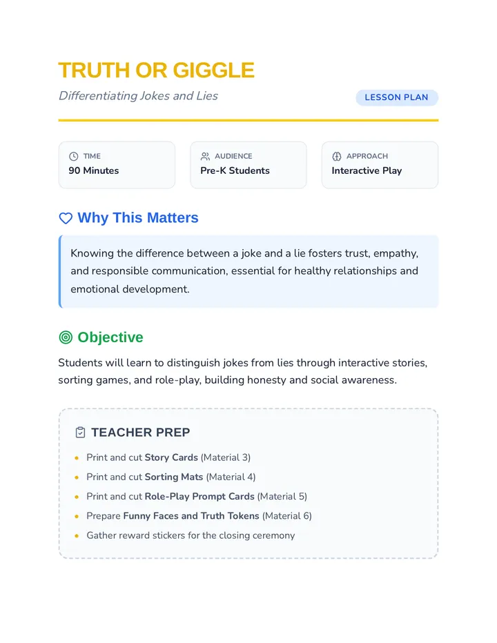 Truth or Giggle Lesson Plan
