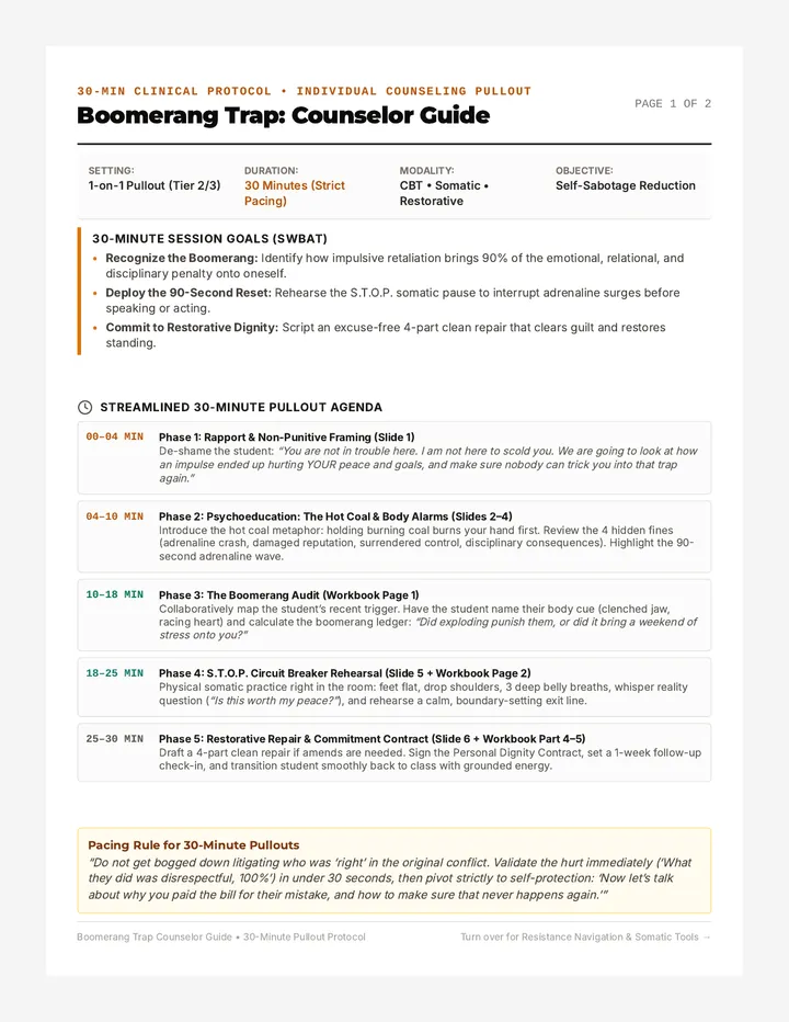 Boomerang Trap Counselor Guide