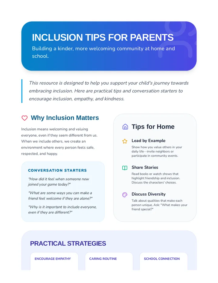 Inclusion Tips for Parents Reading
