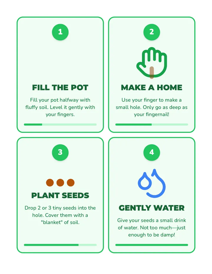 Visual Planting Step Cards Material