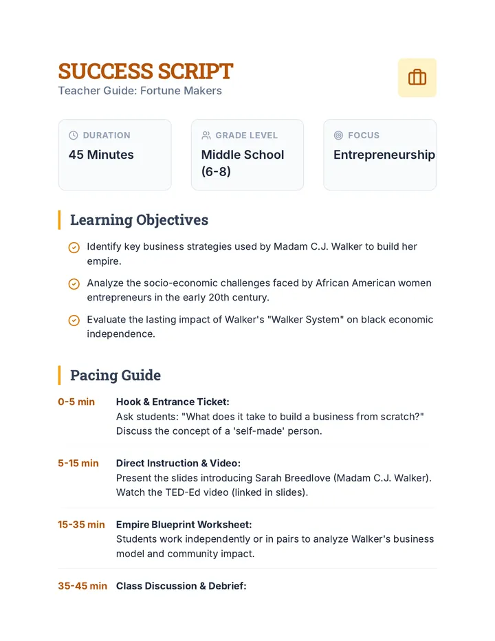 Success Script Teacher Guide
