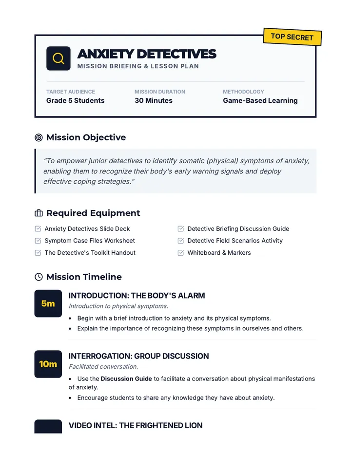 Anxiety Detectives Teacher Guide