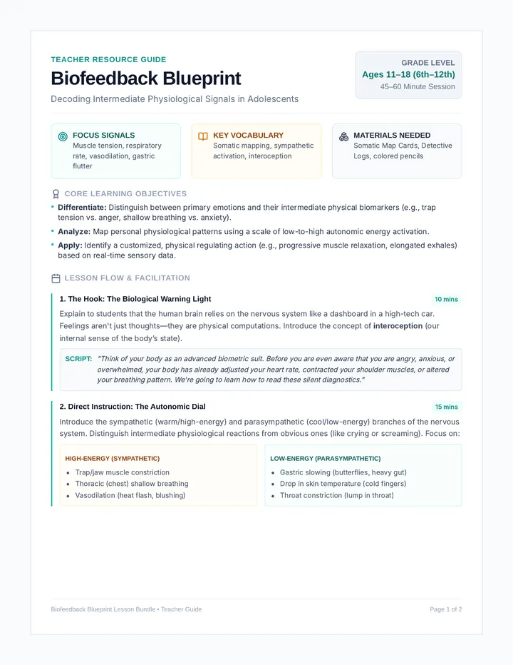 Biofeedback Blueprint Teacher Guide