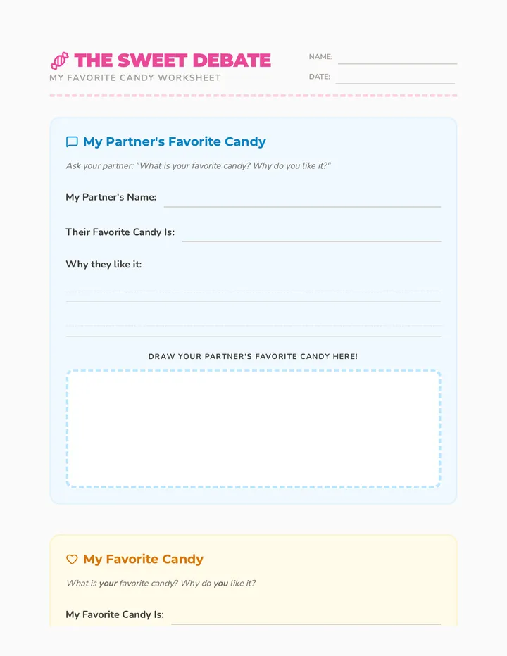 My Favorite Candy Worksheet
