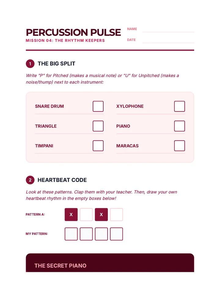 Percussion Pulse Worksheet