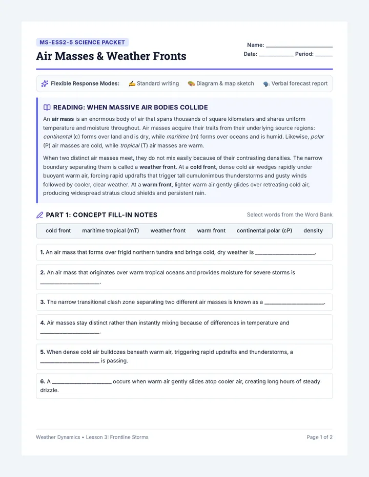 Weather Fronts Handout