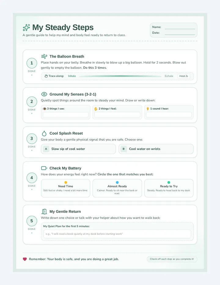 Steady Steps Visual Checklist page 1