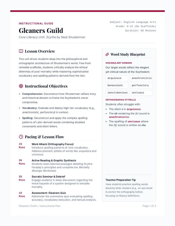 Gleaners Guild Teacher Guide