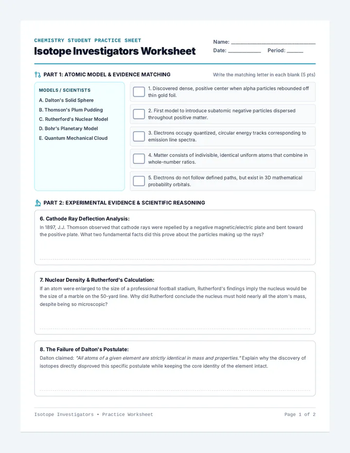 Isotope Investigators Worksheet