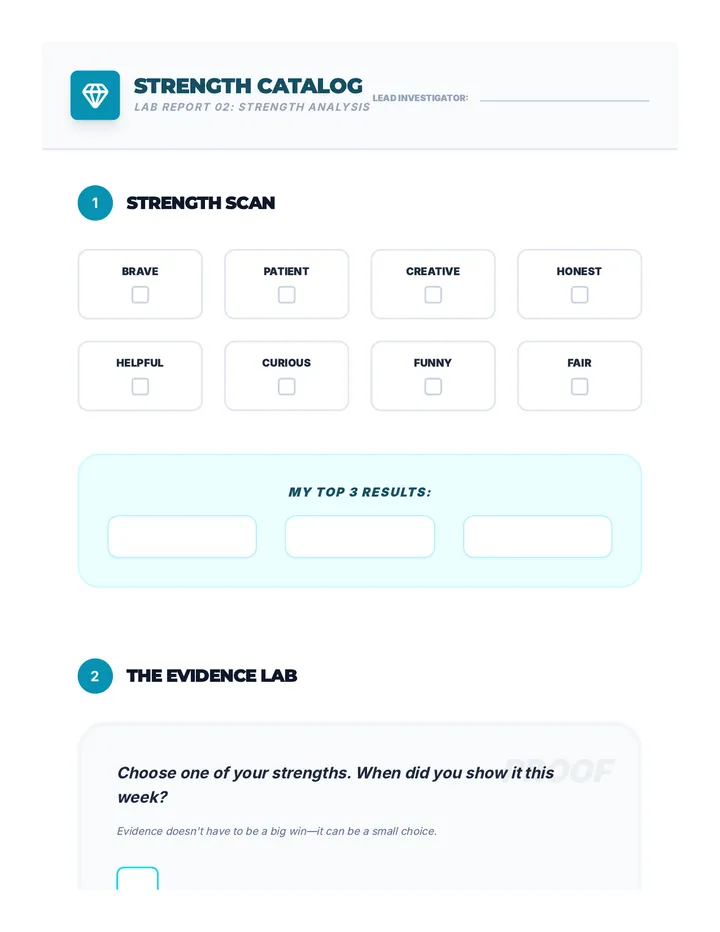 Strength Catalog Worksheet
