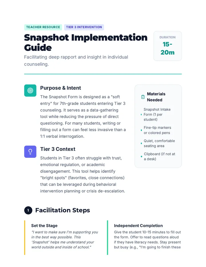Snapshot Counselor Guide