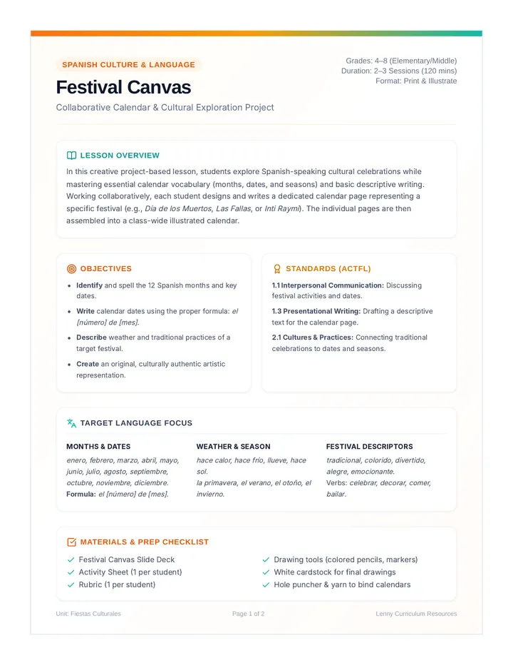 Festival Canvas Teacher Guide