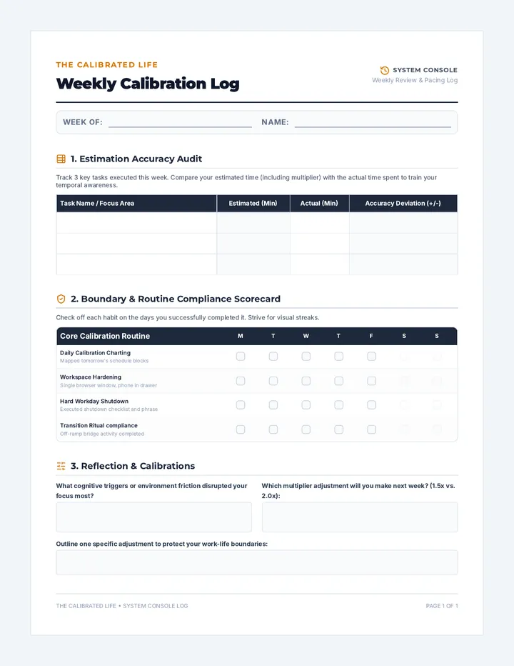 Weekly Calibration Log