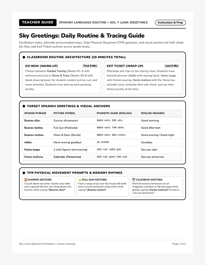 Sky Greetings Teacher Guide