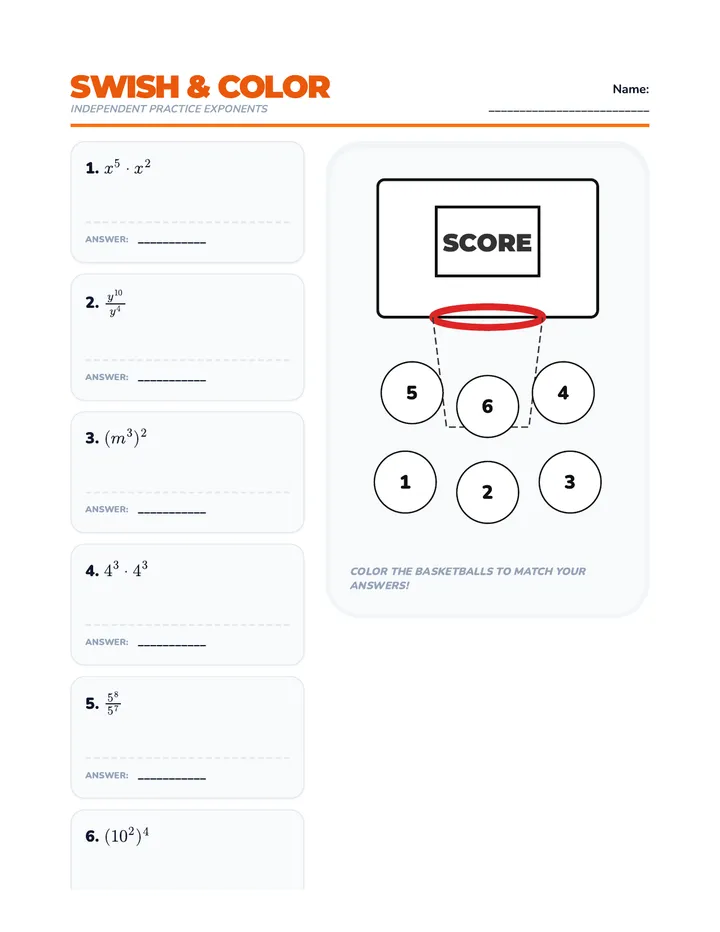 Swish and Color Worksheet