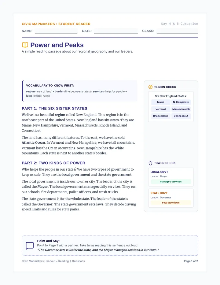 Power and Peaks Reading Handout