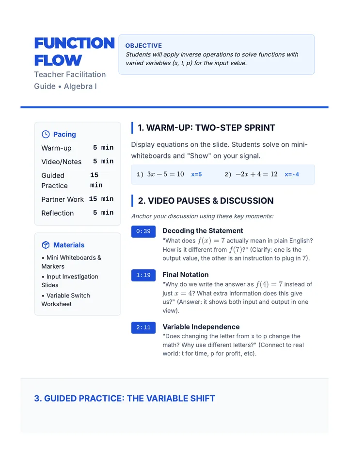 Function Flow Teacher Guide