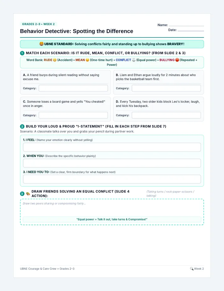 Conflict Triage Junior Worksheet