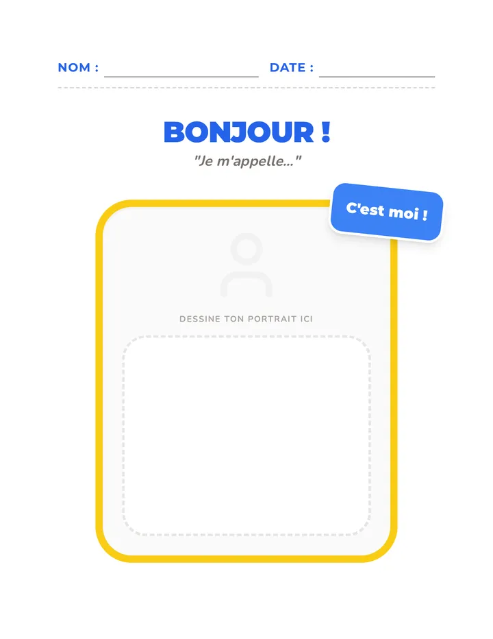 Mon Portrait Worksheet