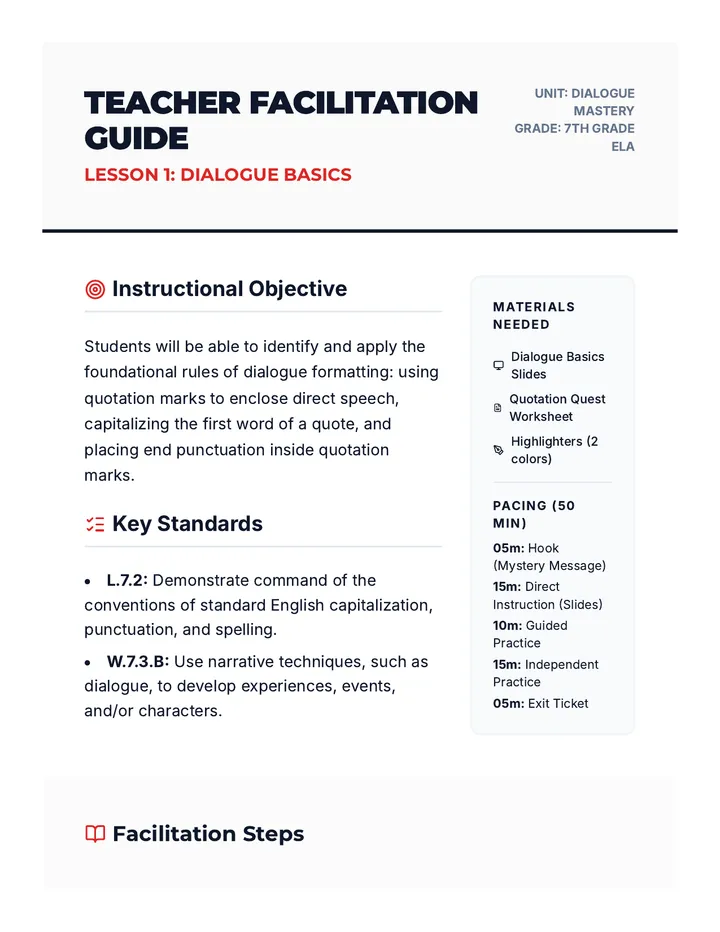 Dialogue Basics Teacher Guide