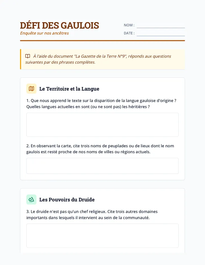 L'Héritage Gaulois Worksheet