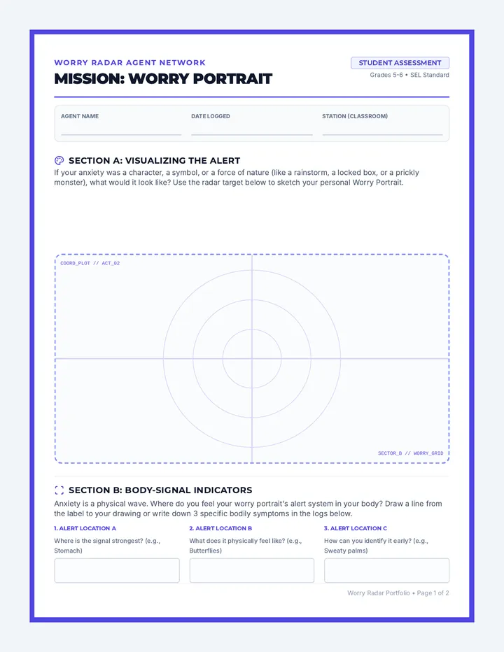 Worry Radar Portrait Worksheet