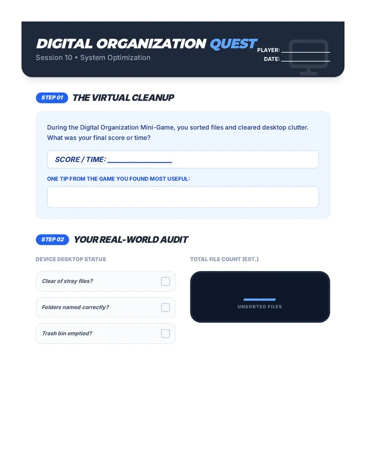 Digital Organization Worksheet Document