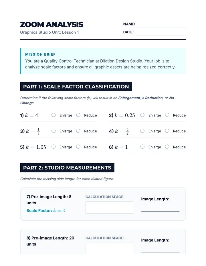 Zoom Analysis Worksheet