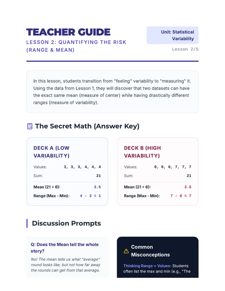 Math of Risk Teacher Guide