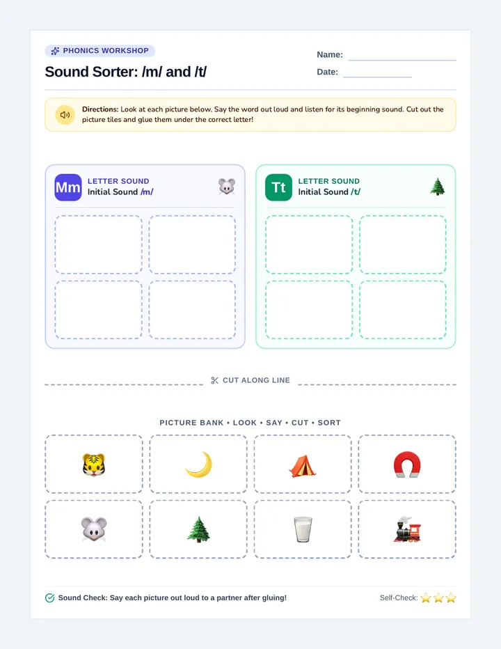 Sound Sorter MT Worksheet