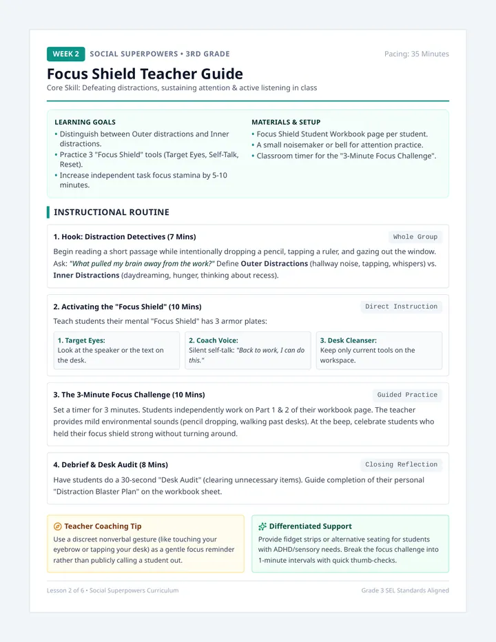Focus Shield Teacher Guide