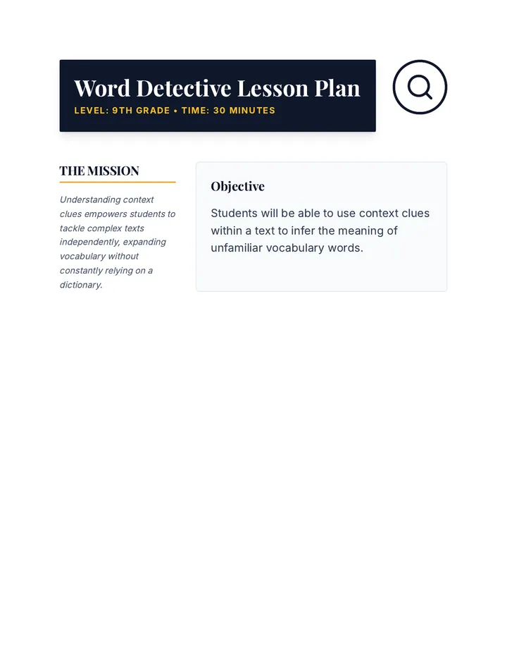 Word Detective Lesson Plan