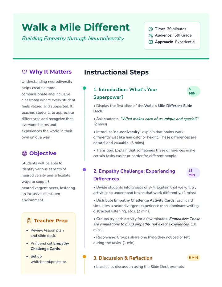 Walk a Mile Different Lesson Plan