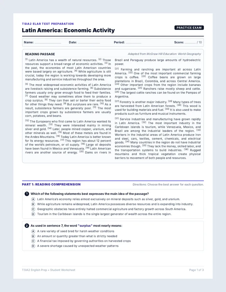TSIA2 Practice Handout