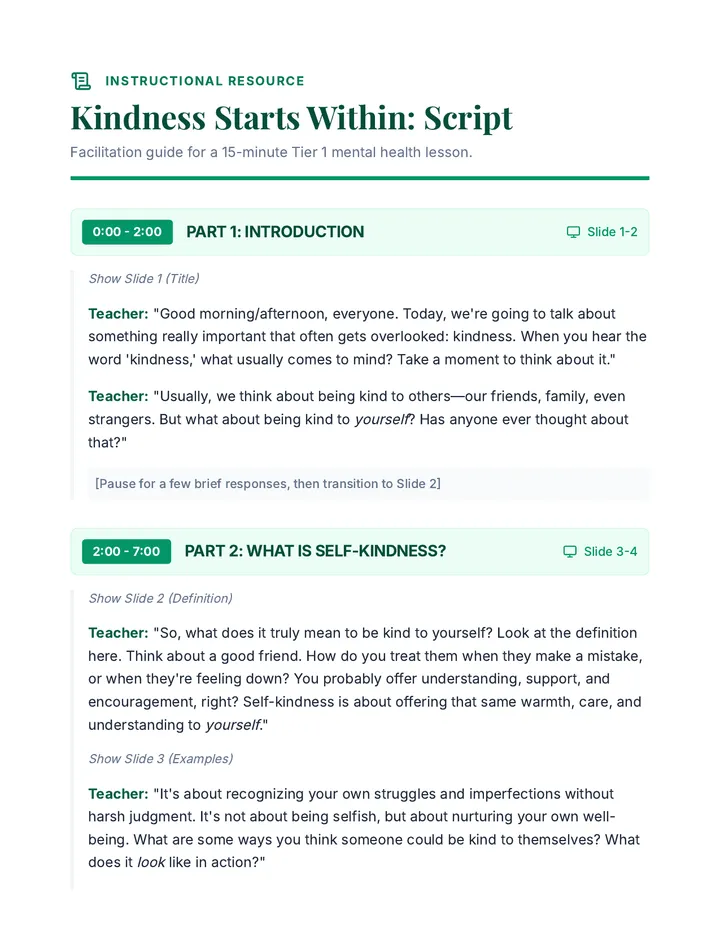Kindness Starts Within Script