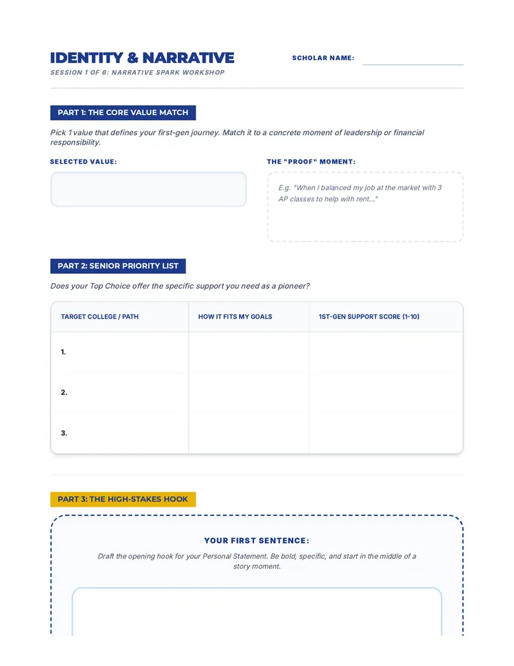 Narrative Spark Worksheet