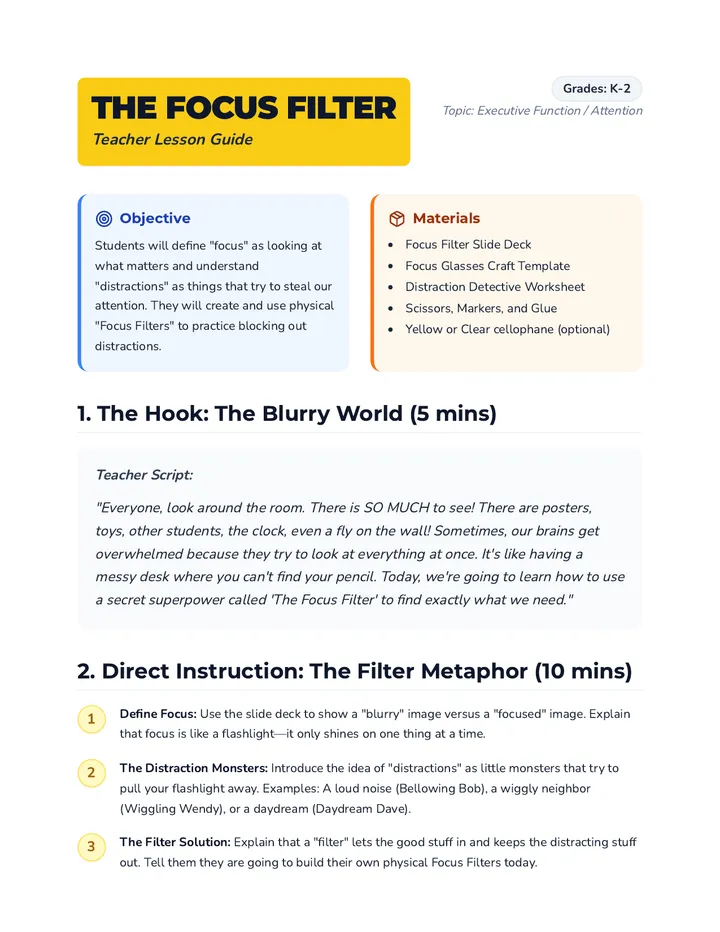 Focus Filter Teacher Guide