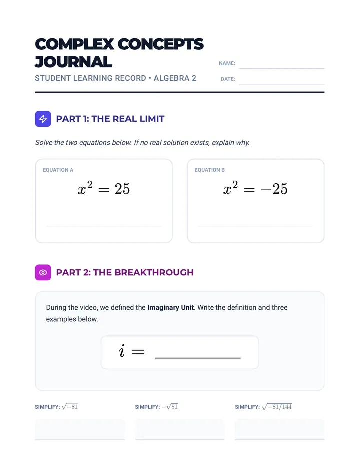 Complex Concepts Journal Worksheet