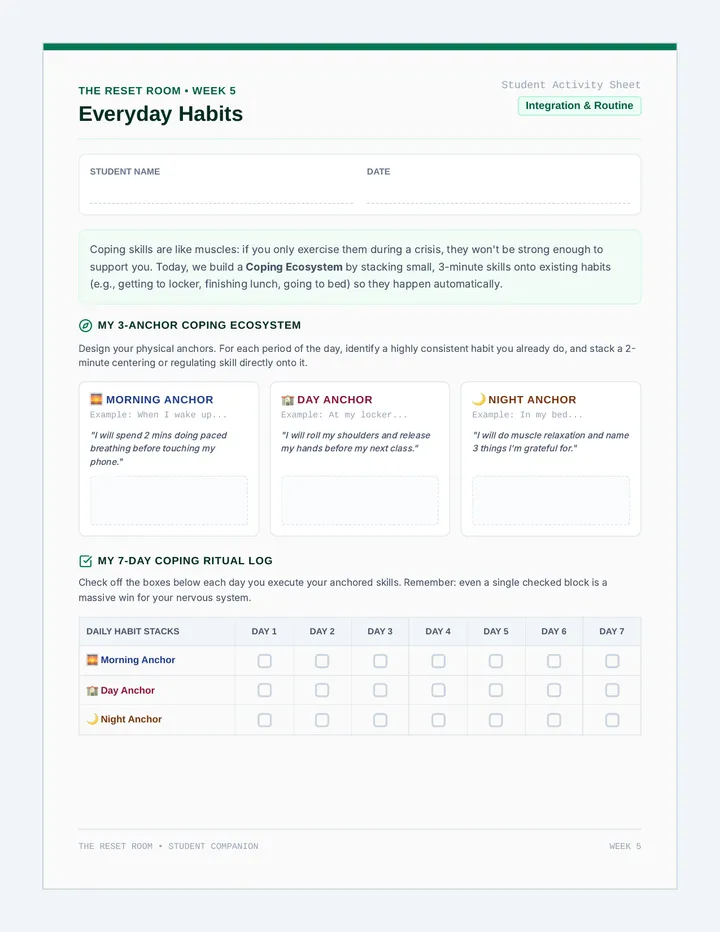 Everyday Habits Worksheet