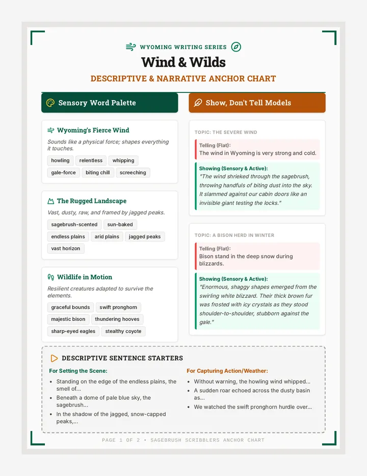 Sagebrush Scribblers Anchor Chart