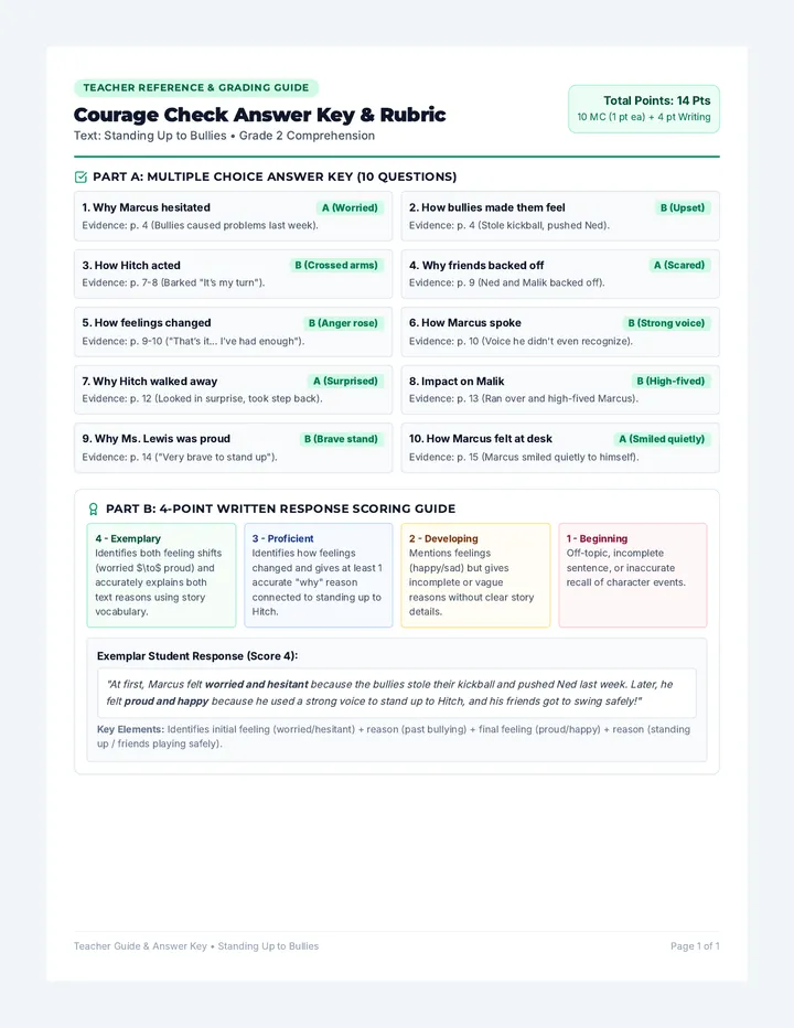 Courage Check Answer Key