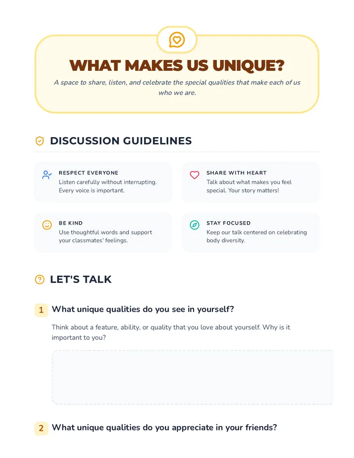 What Makes Us Unique Discussion