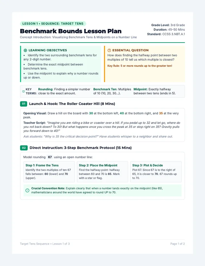 Benchmark Bounds Lesson Plan