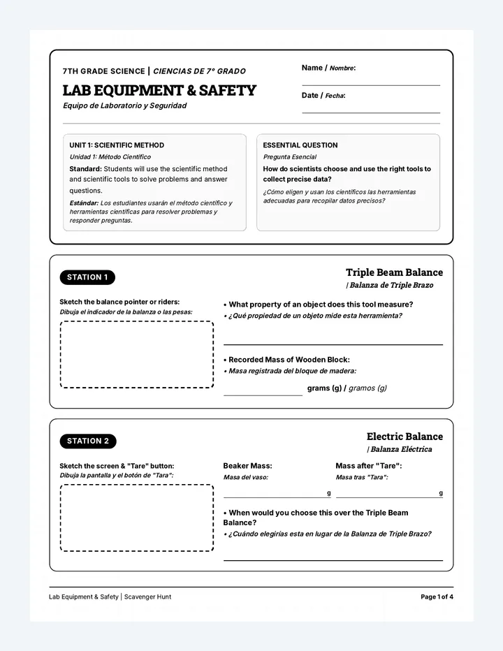 Lab Gear Student Sheet