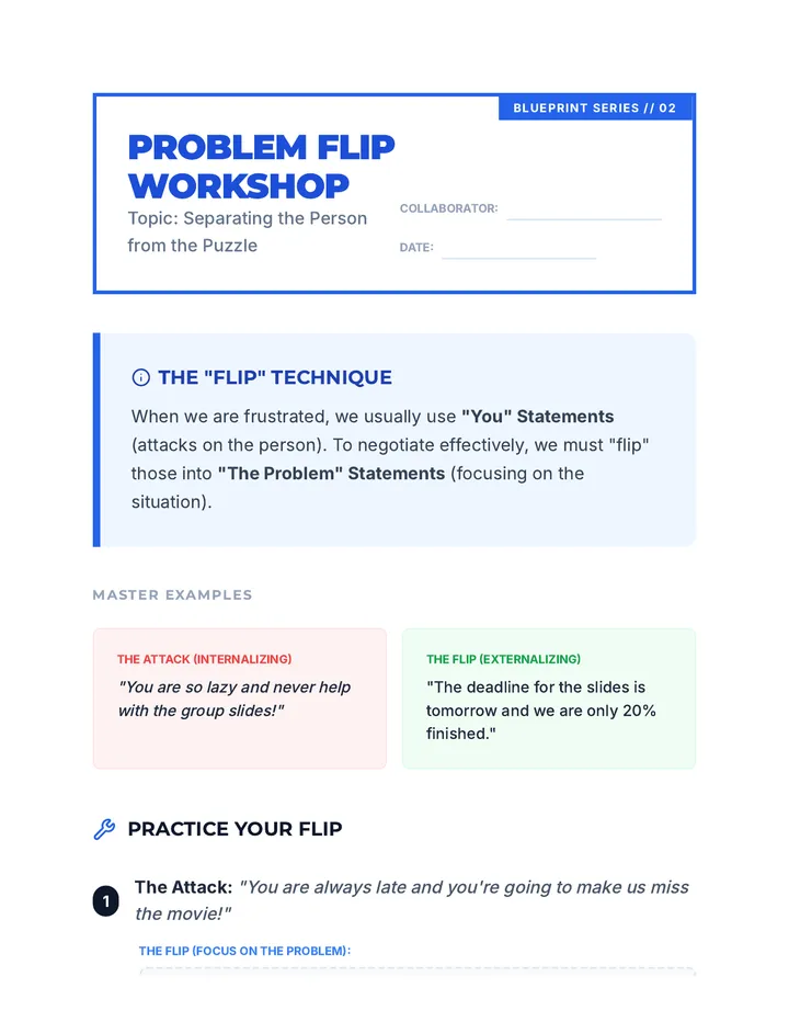 Problem Flip Workshop Worksheet