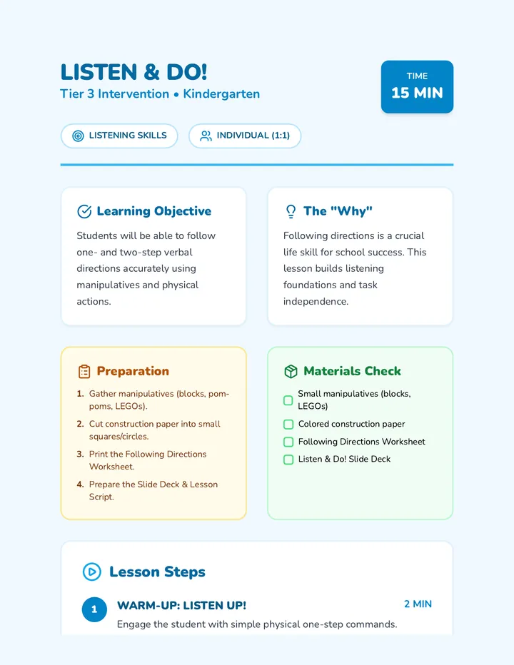 Listen and Do Lesson Plan